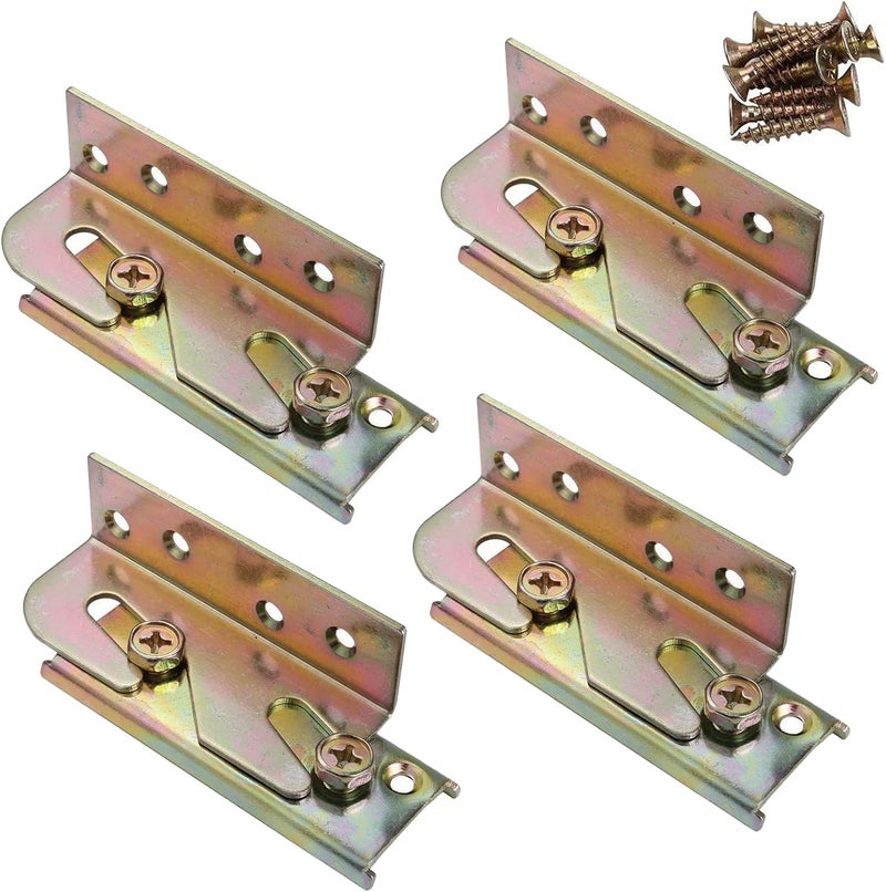 Fulycin 4 Sets Bed Rail Brackets,Heavy Duty Bed Frame Brackets Bed Fittings Wooden Bed Frame Connectors with Screws - Image 1